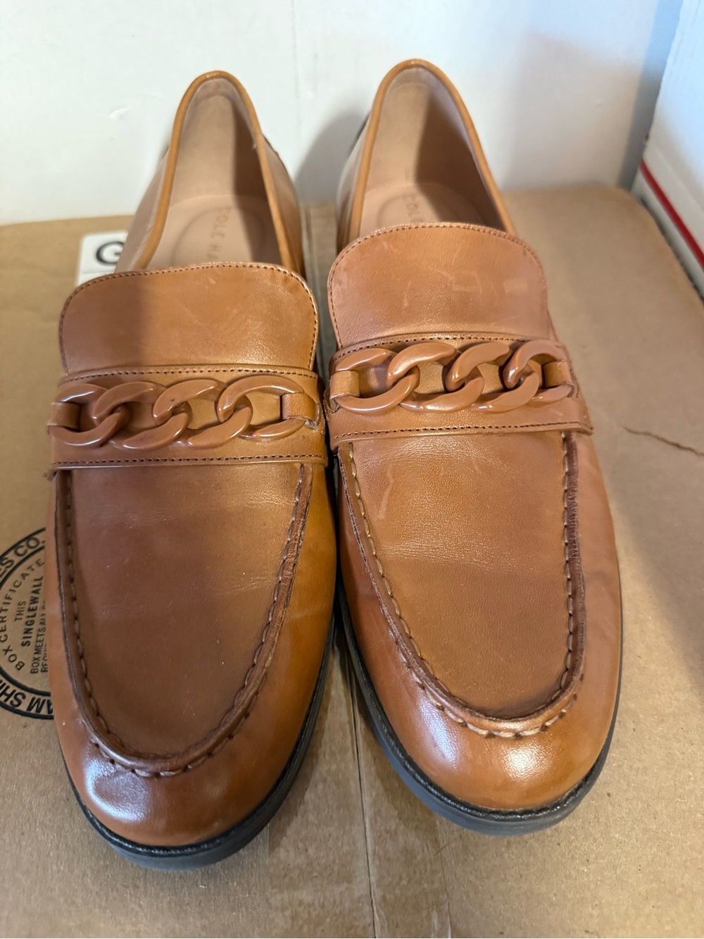 $150 Cole Haan Womens Stassi Chain Loafer Leather  Brown Size 10.5 B New - Picture 9 of 15
